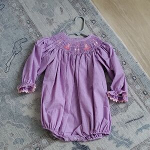 Stitchy Fish Toddler Girls Smocked Embroidered Ballerina Bubble Romper Sz2T